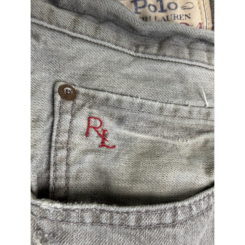 Polo Ralph Lauren Hampton Straight Gray Jeans Mens 44x34 Vintage Y2K Grunge - Picture 9 of 12